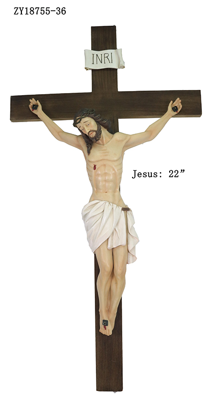 INRI Jesus Crucifix Wall Cross Religious Resin Statue