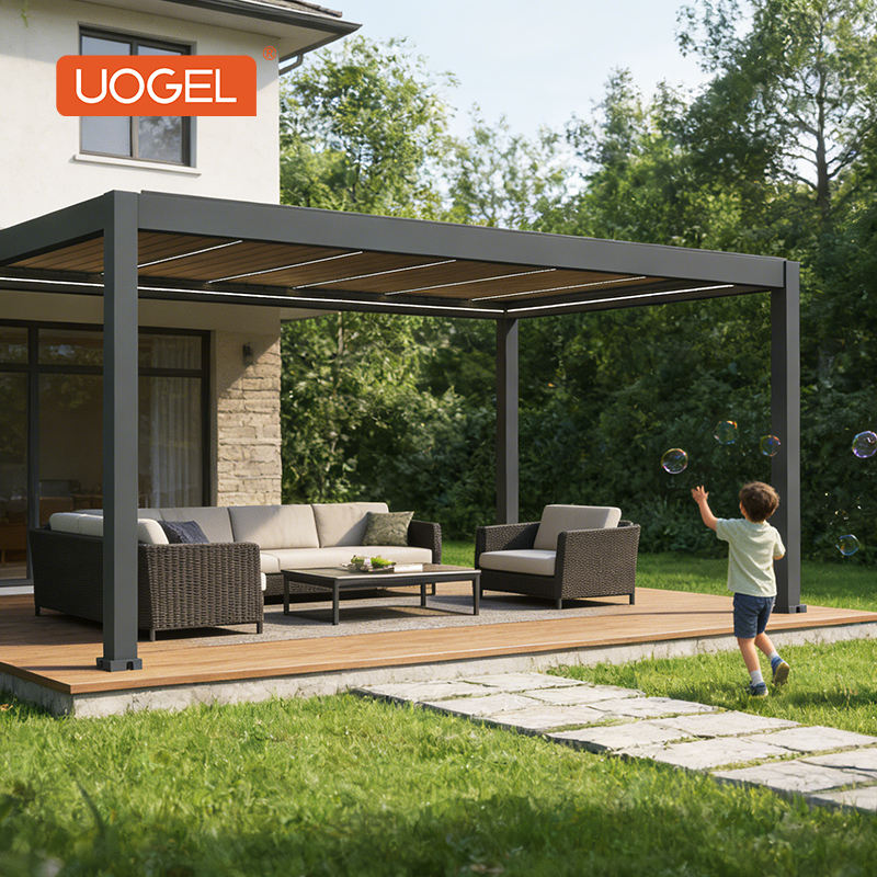 Dual-Color Aluminum Light Gazebo for Summer Garden Use-Waterproof Two-Tone Design Childhood Joy