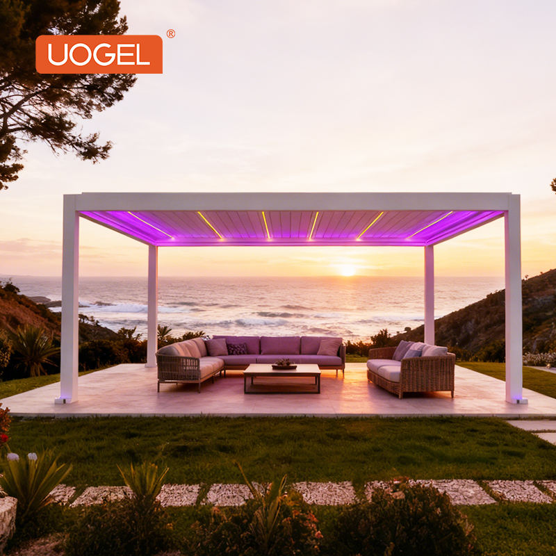 UOGEL Colorful RGB LED Outdoor Pavilion with Dynamic Lighting Effects for Cozy Garden Leisure Time
