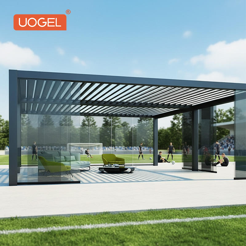 Soccer Field Pavilion Luxury Outdoor Lounge with Powder Coated Frame Screen Sun Protection System