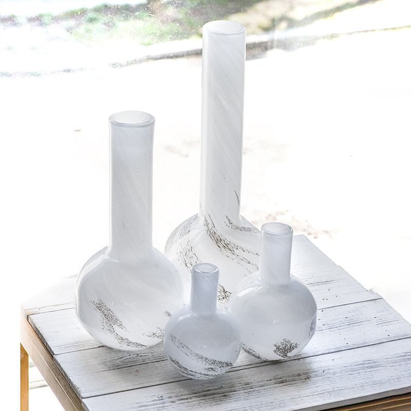 handmade art glass color decorative small vases /ornaments/reed diffuser GJ20/26-6/7-9YB White