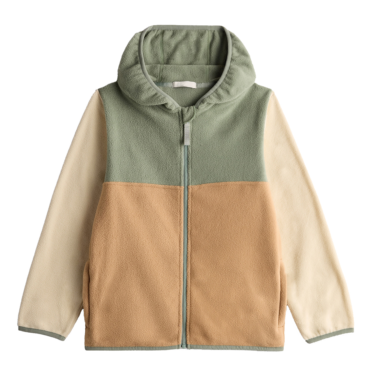 Kids Color Block Hooded Fleece Jacket Polar Fleece Thick Warm Windproof Breathable Boys Girls