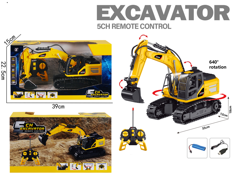 1:18 5ch Remote Control Engineering Excavator