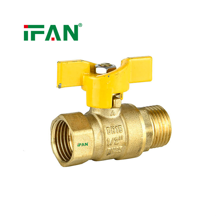 IFAN High Pressure Brass Ball Valve FF 1/2''-1'' Yellow Thread Male Brass Ball Valve