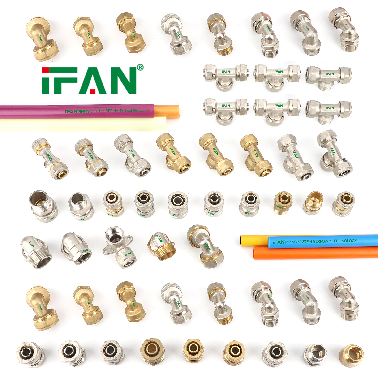 IFAN High Standard PEX Pipe All Size PEX Compression Fitting 16-20mm PEX Brass Compression Fitting