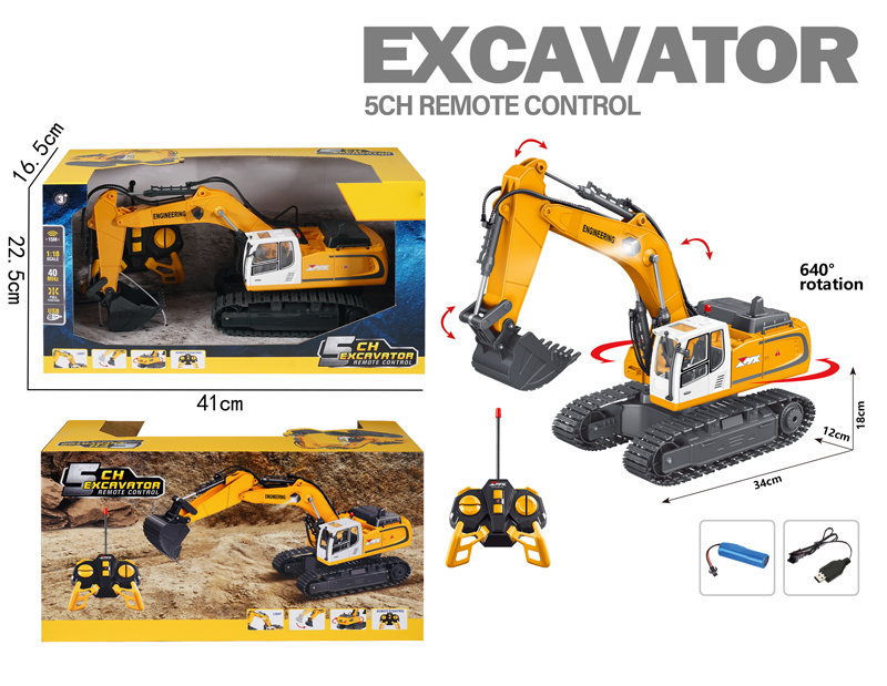 1:18 5ch Remote Control Engineering Excavator