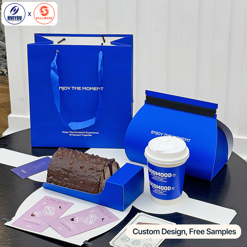 HUIYOU 4"/6"/8" Disposable Birthday Cake Box Bakery Cupcake Swiss Roll Packaging Container Paper Box