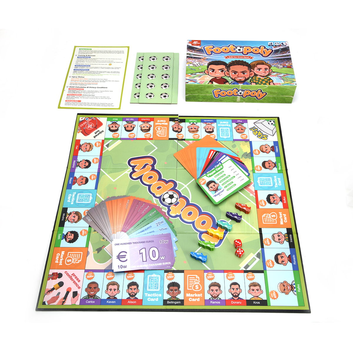Football Monopoli Board Game Strategy Trading Game for Family Friends Party Fun