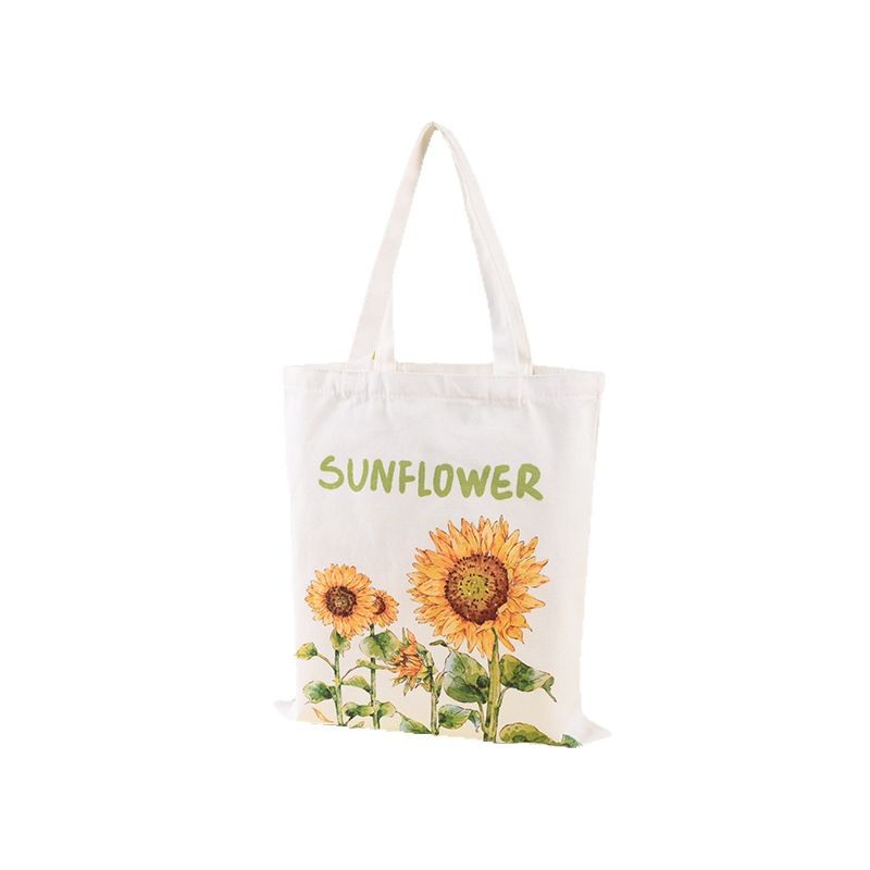 Retro Chic Large Canvas Shopping Bag with Delicate Print