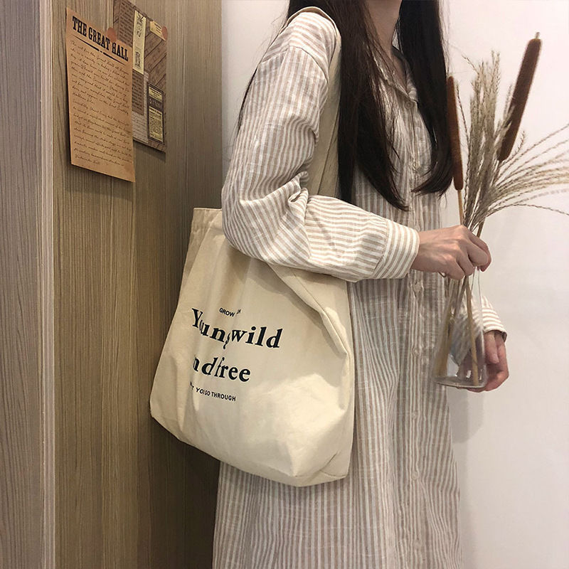 New Arrival Zipper Tote Bag with Letter Pattern, Large Capacity Shopping Bag