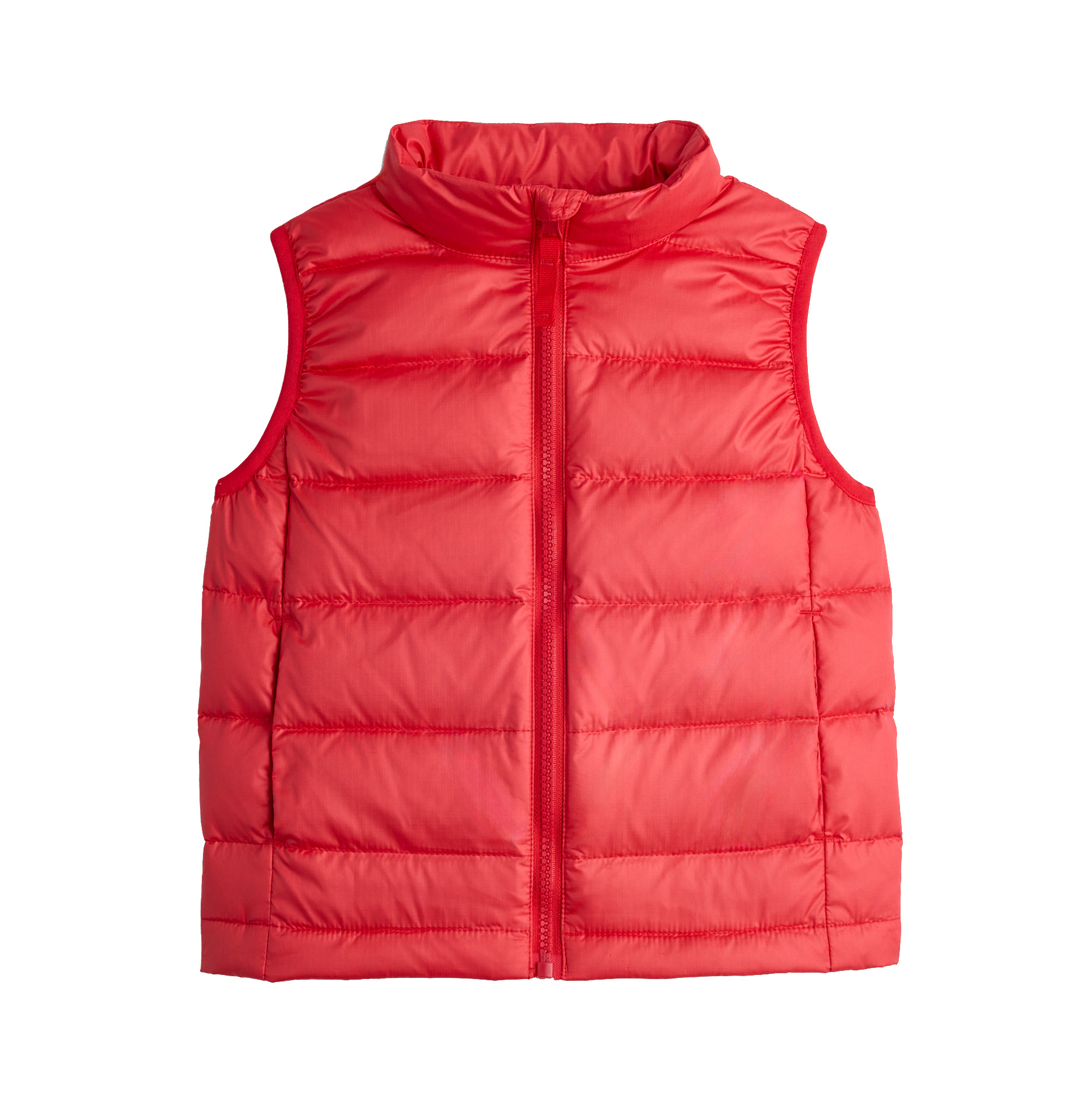 Kids Puffer Vest Solid Red Stand Collar Zip Up Lightweight Warm Sleeveless Gilet Boys Girls Autumn