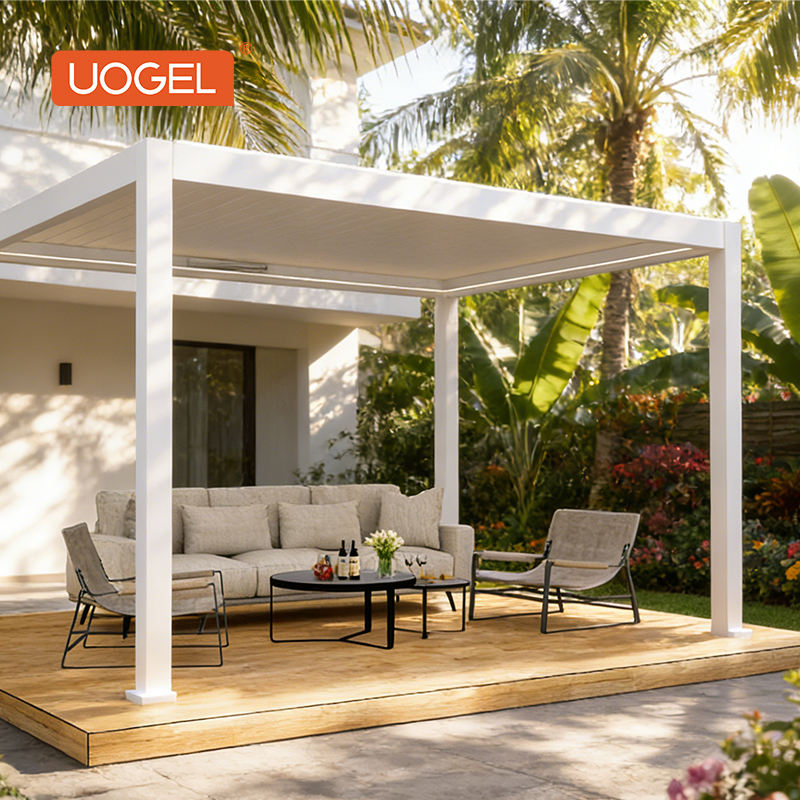 Premium Electric Waterproof Eco-Friendly Garden Pergolas Louvered Aluminum Roofs | Uogel