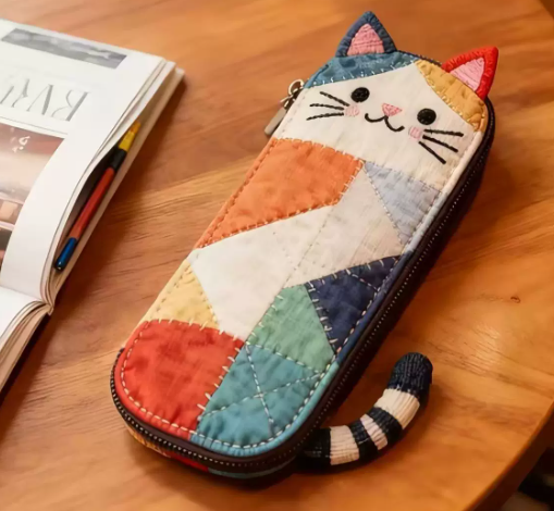 Cute Cartoon Cat Portable Pencil Case for Girls