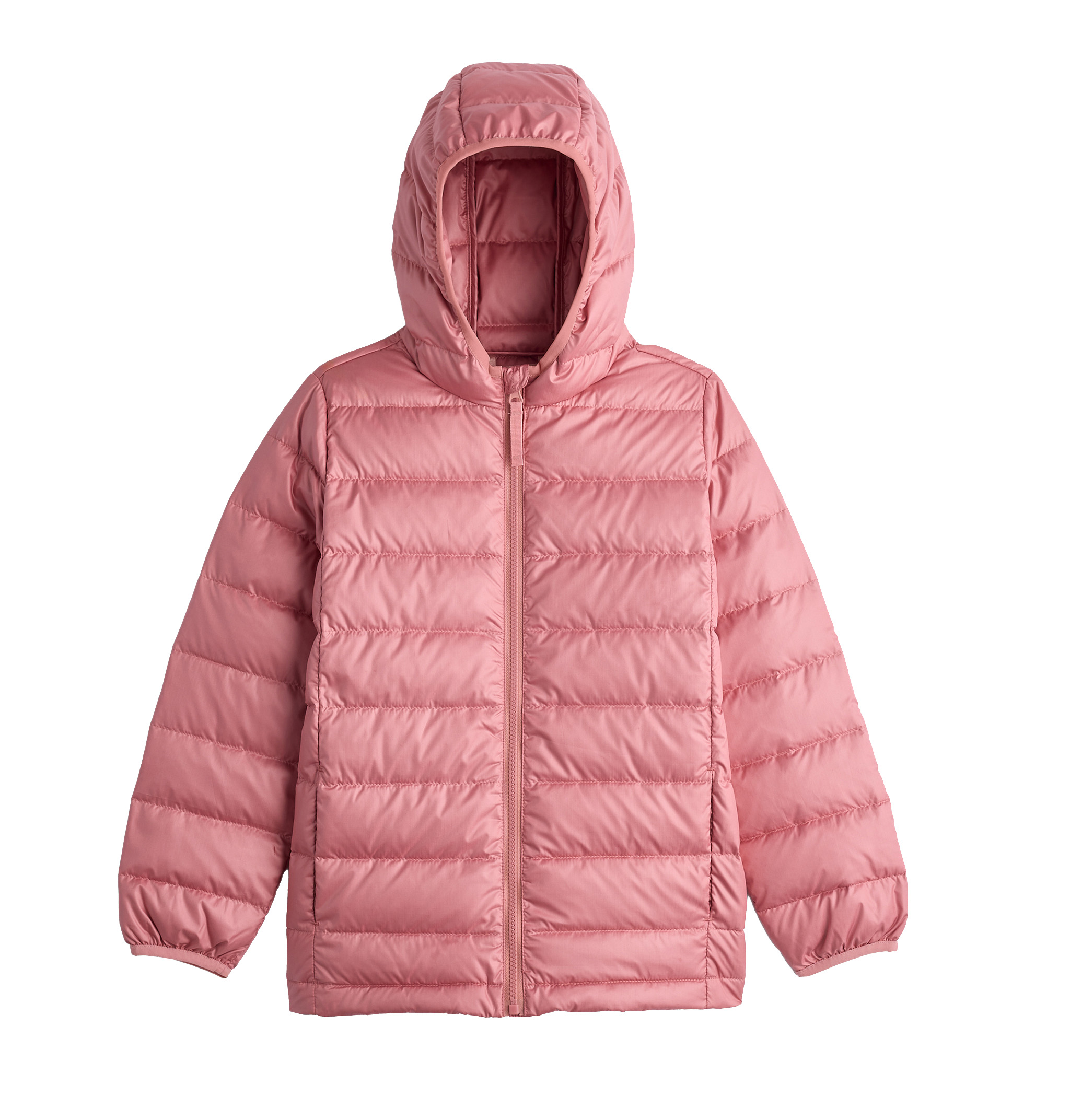 Kids Hooded Lightweight Puffer Jacket Boys Girls Solid Color Contrast Lined Zip Up Autumn Winter