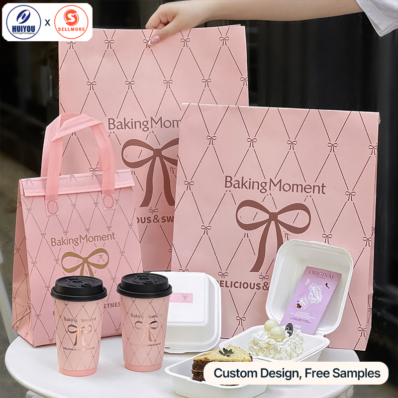 HUIYOU Baking Packaging Set: Paper Cup, Bread Bag, Toast Pouch, Dessert Cake Gift Box Insulated Bag
