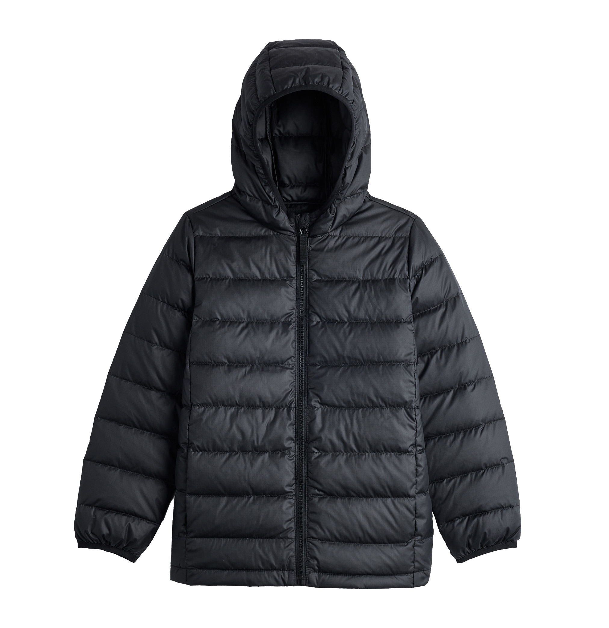 Kids Hooded Lightweight Puffer Jacket Boys Girls Solid Color Contrast Lined Zip Up Autumn Winter