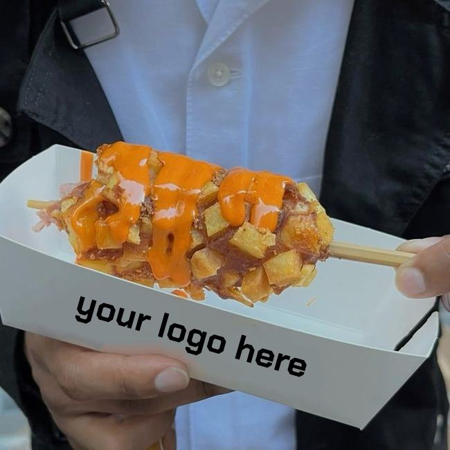 Factory Price Customize Color Printed Folding Waffle Stick Tray Disposable Hot Dog Corndog Box