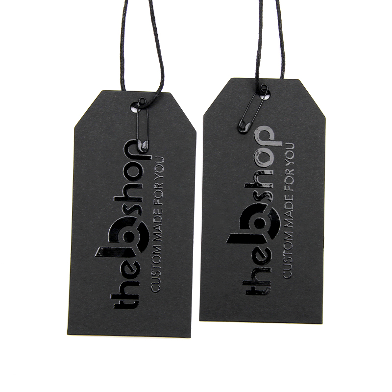 custom black special paper hangtag swing tag