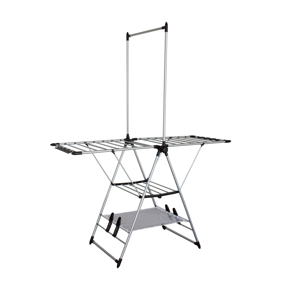 Wireking 14M Foldable Modern Adjustable Indoor Bathroom Clothes Drying Rack with Net
