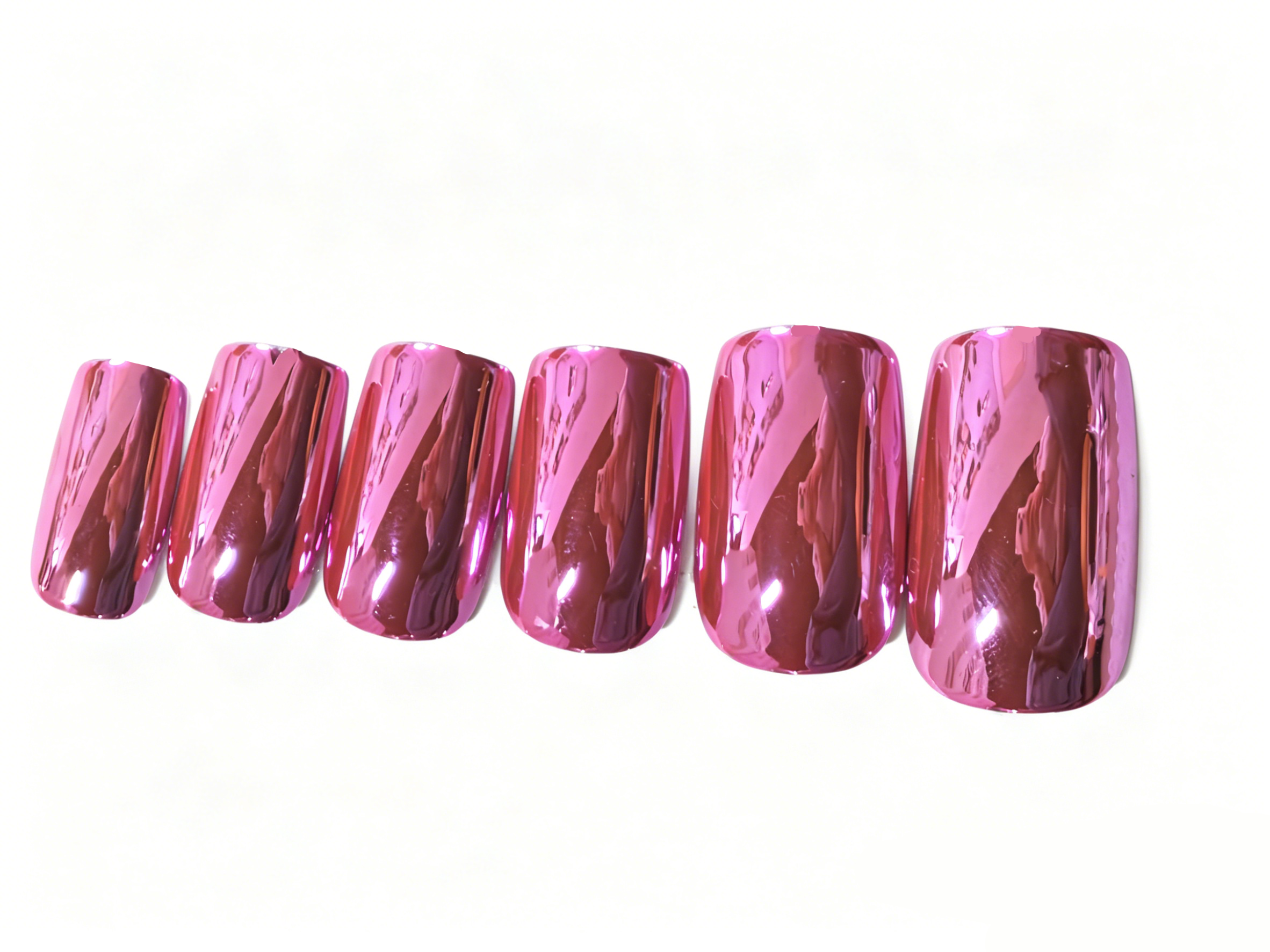 Dihang Pink Chrome square press-on nails