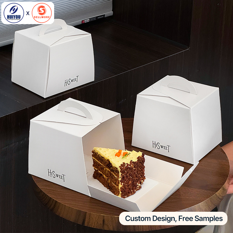 HUIYOU Disposable 2-inch & 3-inch Mousse Cake Boxes With Handle Takeaway Containers