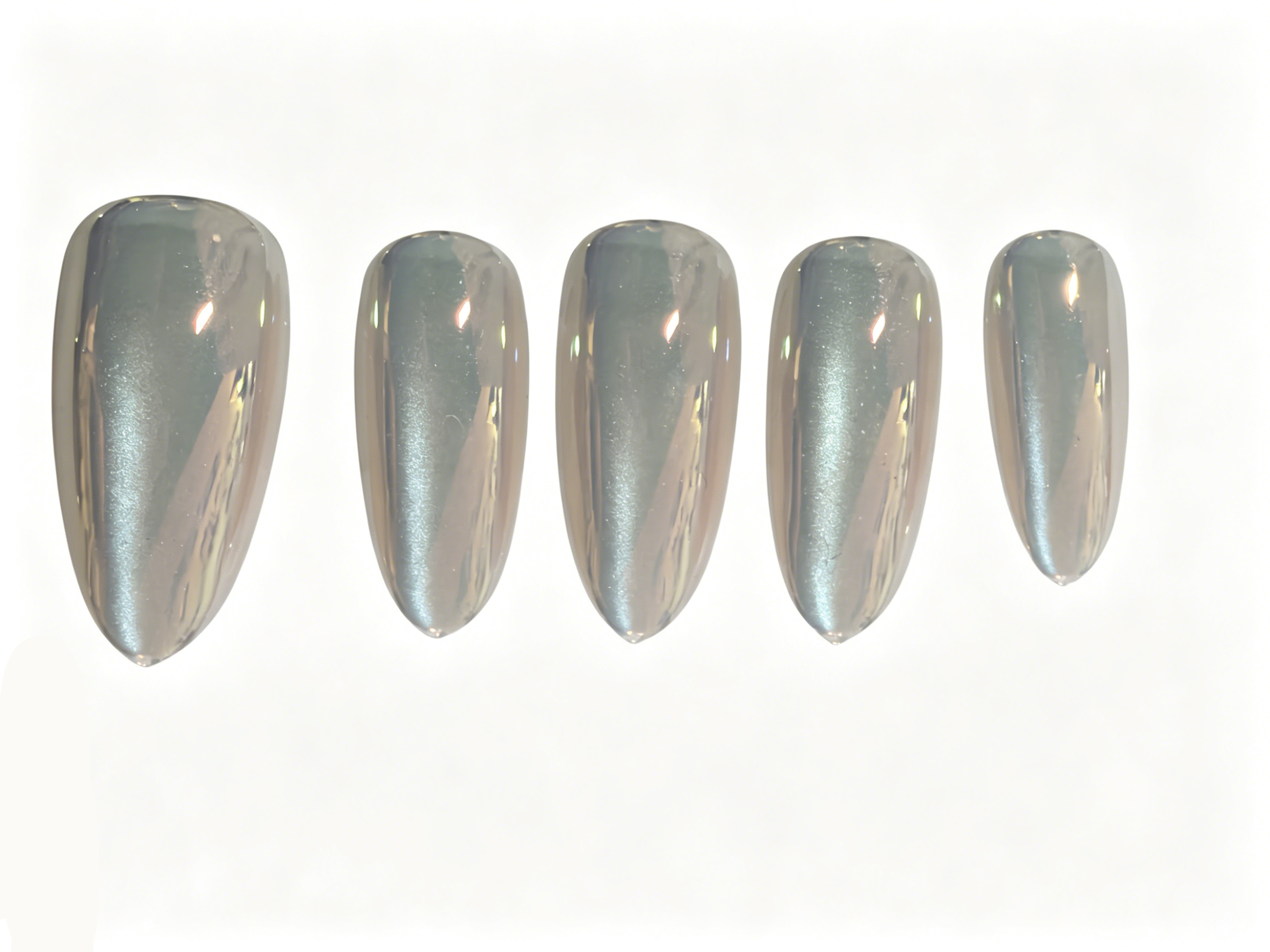 Dihang White Chrome Almond Press On Nails