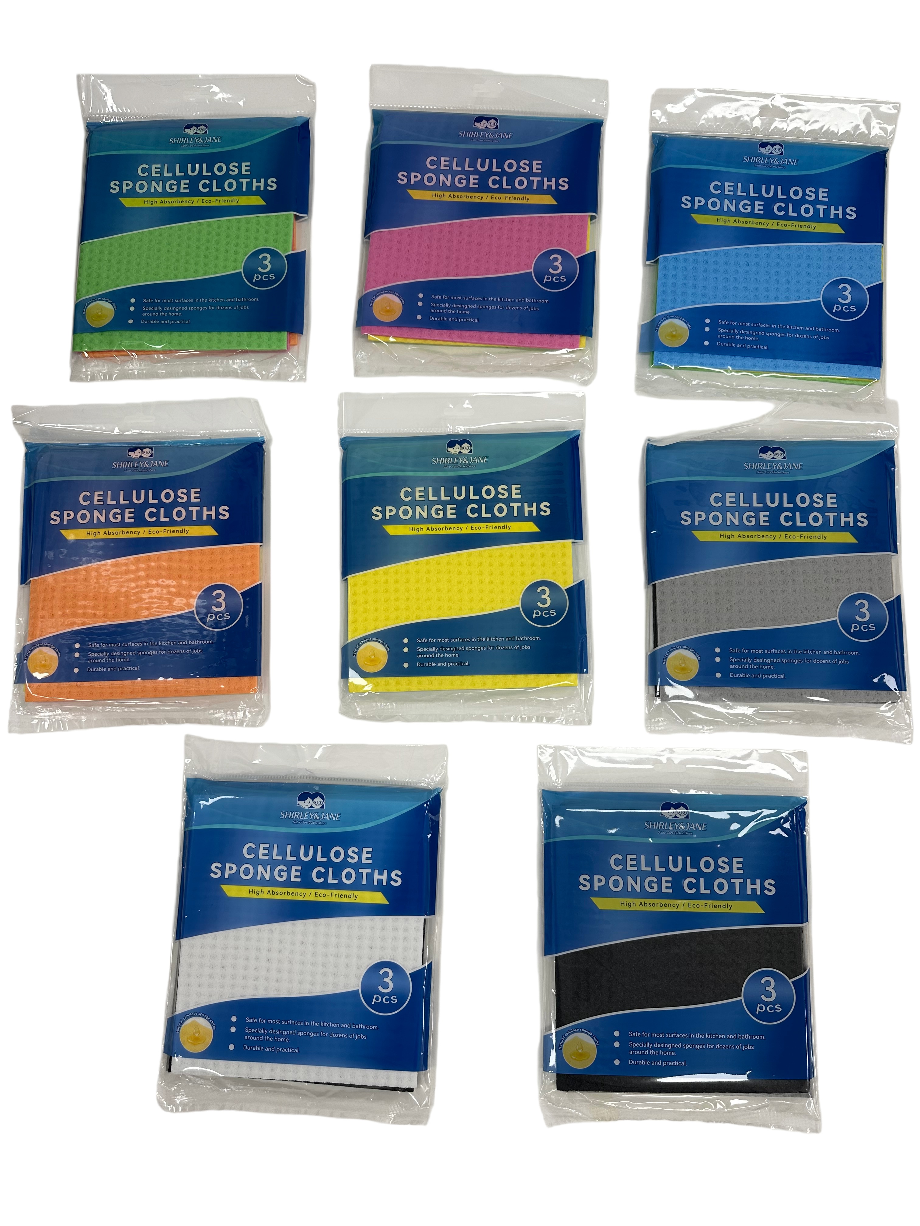 Set Of 3 Cellulose Sponge Cloth