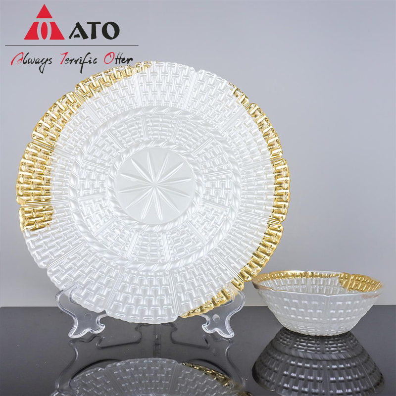 Dinnerware Plate Glass white flower pattern glass plates for Home Restaurant
