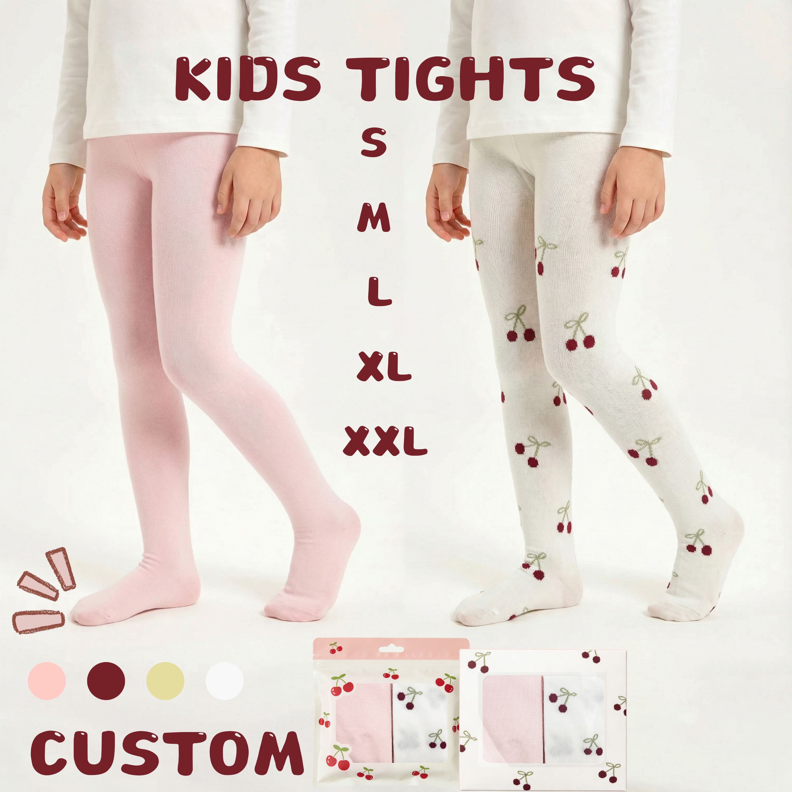HUAYANG Custom Kids Tights for Girls Sweet Design Anti-Pilling Tights Jacquard Pattern Breathable
