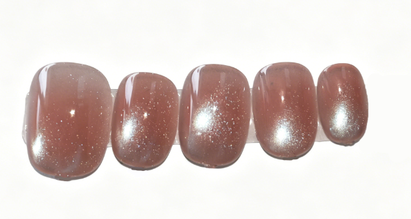 Dihang Pink Glass Bead Cat Eye Squov Press-on Nailsal