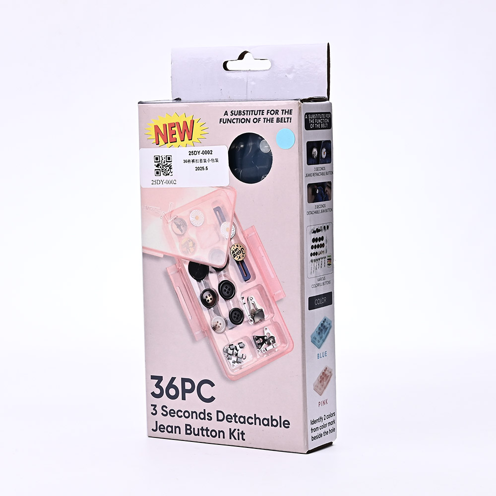 36pcs Detachable Jean Button Kit – No-Sew Adjustable Waist Button Set for Quick Clothing Repair