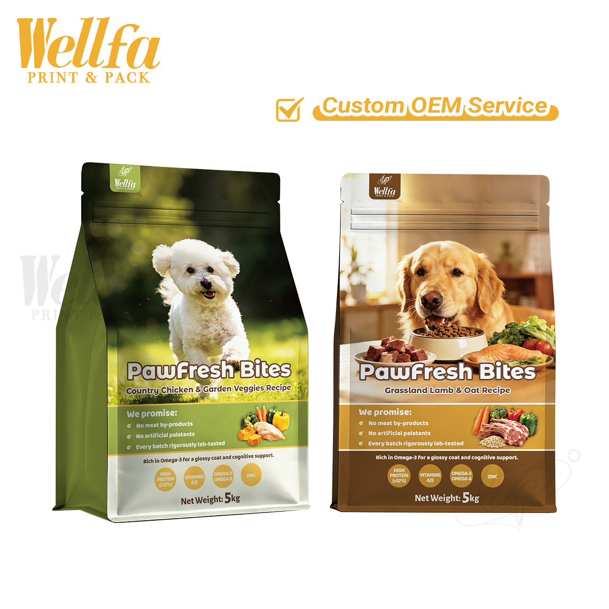 Pet Cat Dog food flat bottom bag