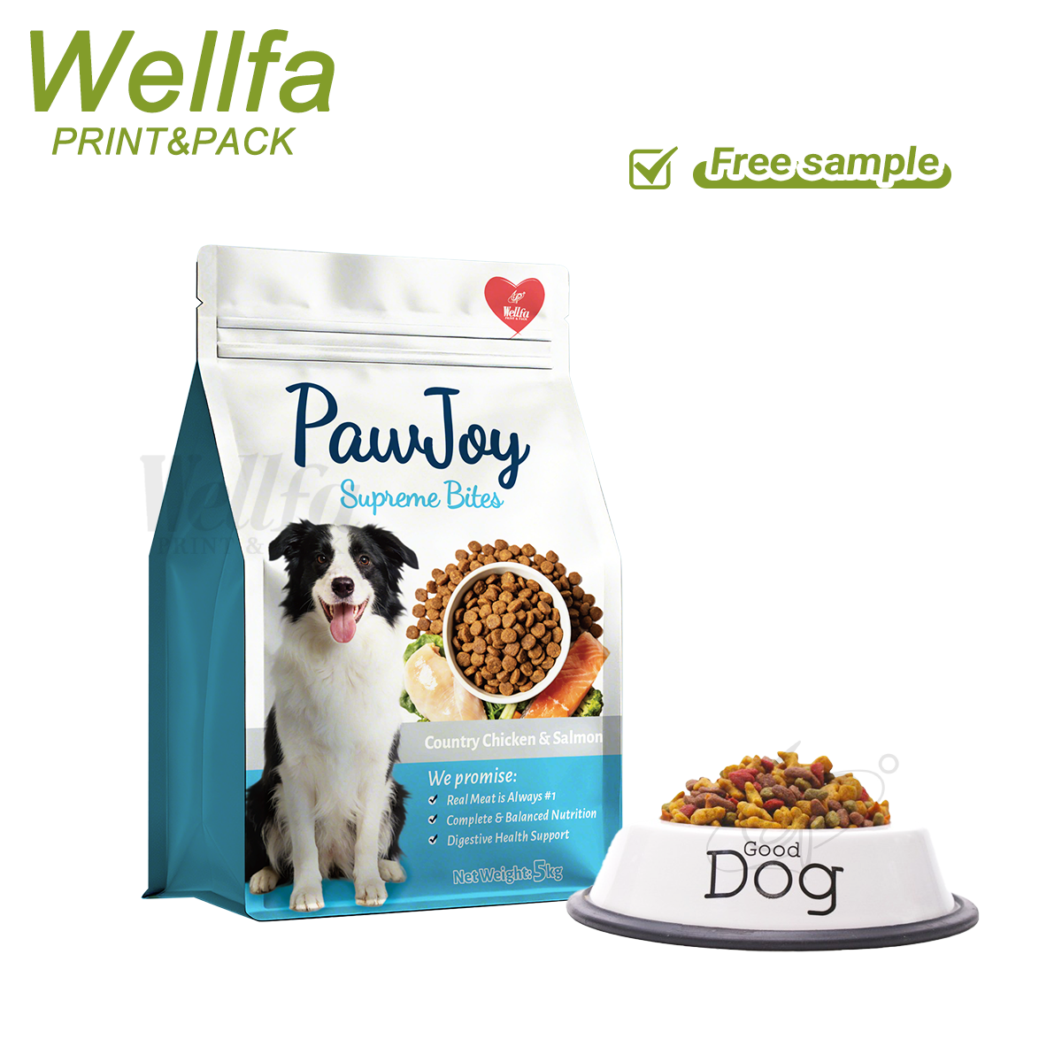 Pet Cat Dog food flat bottom bag