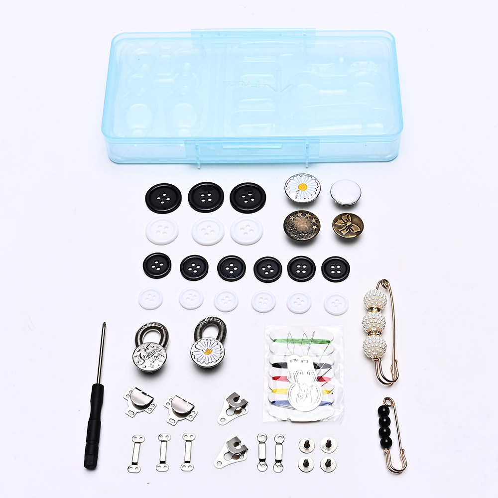 40pcs Adjustable Jean Button Kit with Screwdriver – No-Sew Waist Tightener & Extender Repair Set