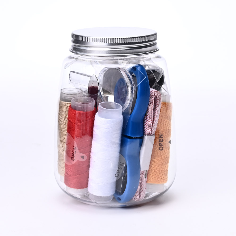 58pcs Sewing Kit for Visually Impaired – Portable Repair Kit with Threading Aid & Storage Jar