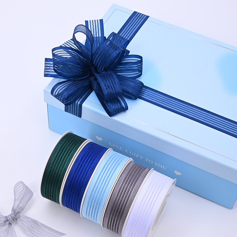 25mm Wide Striped Organza Ribbon – Sheer Decorative Ribbon for Gift Wrapping & Garment Accessories