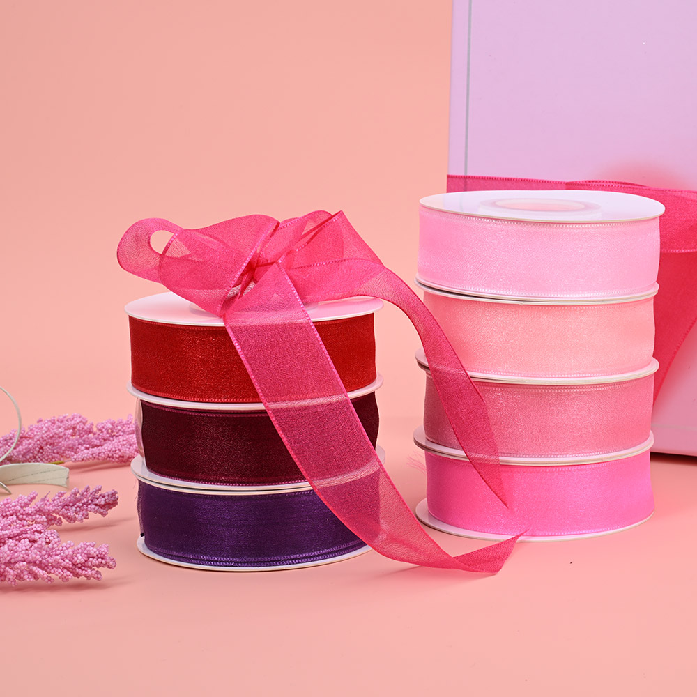 25mm Nylon Shimmer Organza Ribbon – Decorative Ribbon for Gift Wrapping & Wedding Use