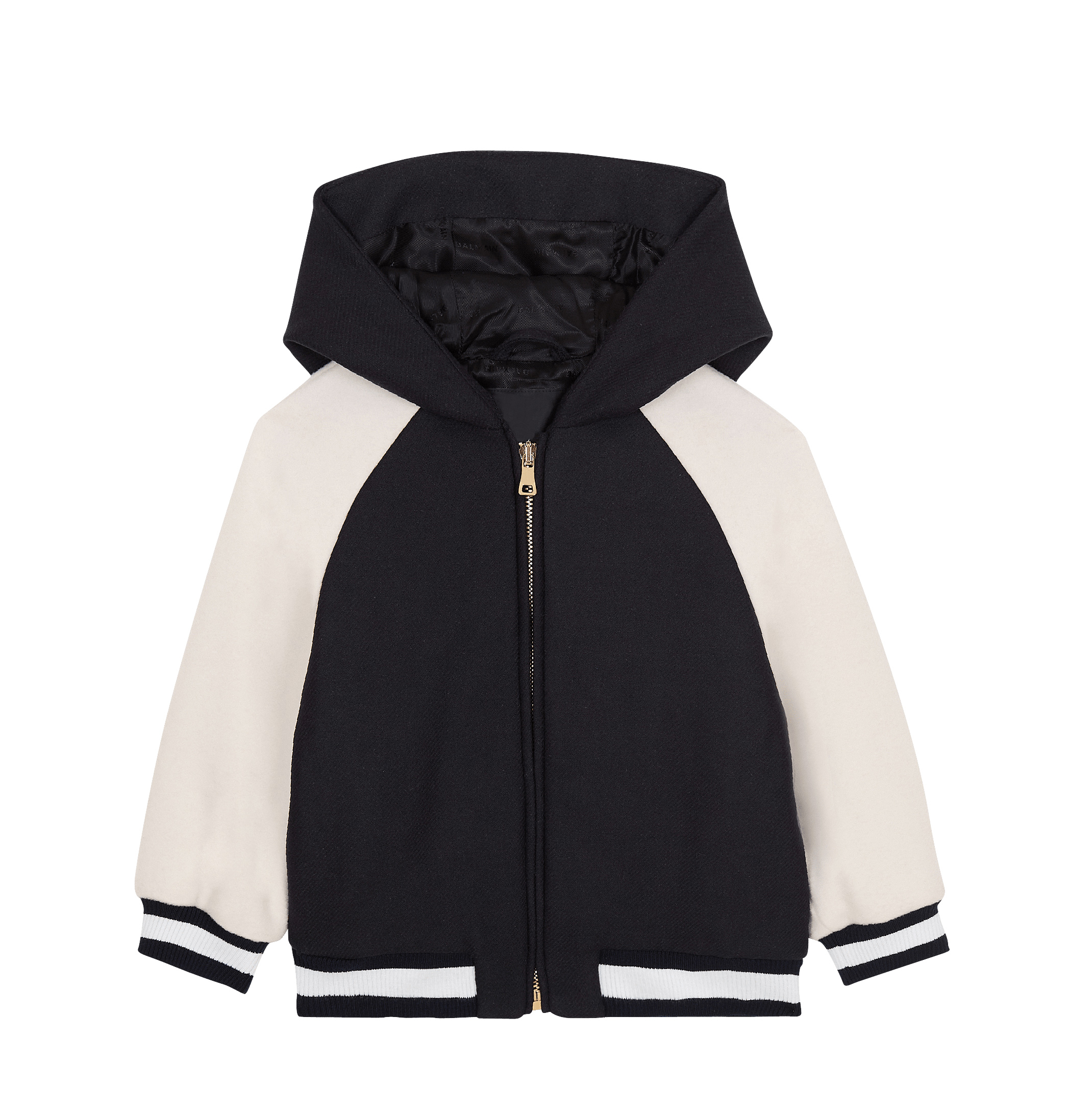 Kids' Color-Block Hooded Varsity Jacket, Quilted Lined, Metal Zipper