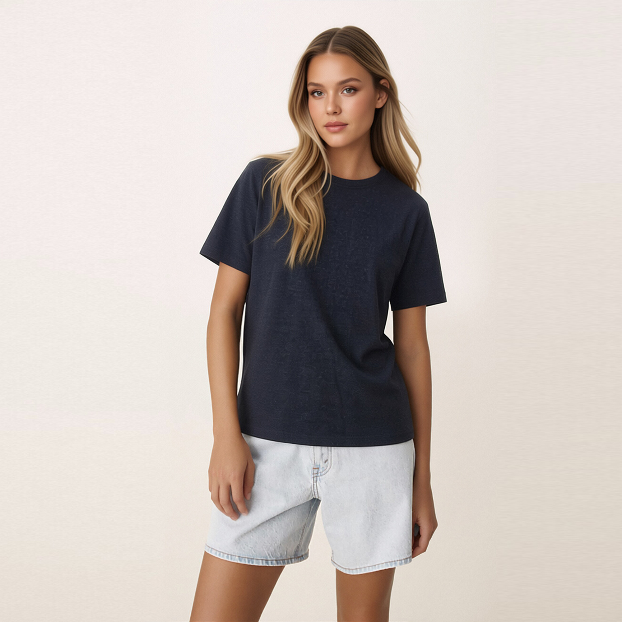 Wool cotton t-shirts women clothing knitted jersey 210gsm MW0458