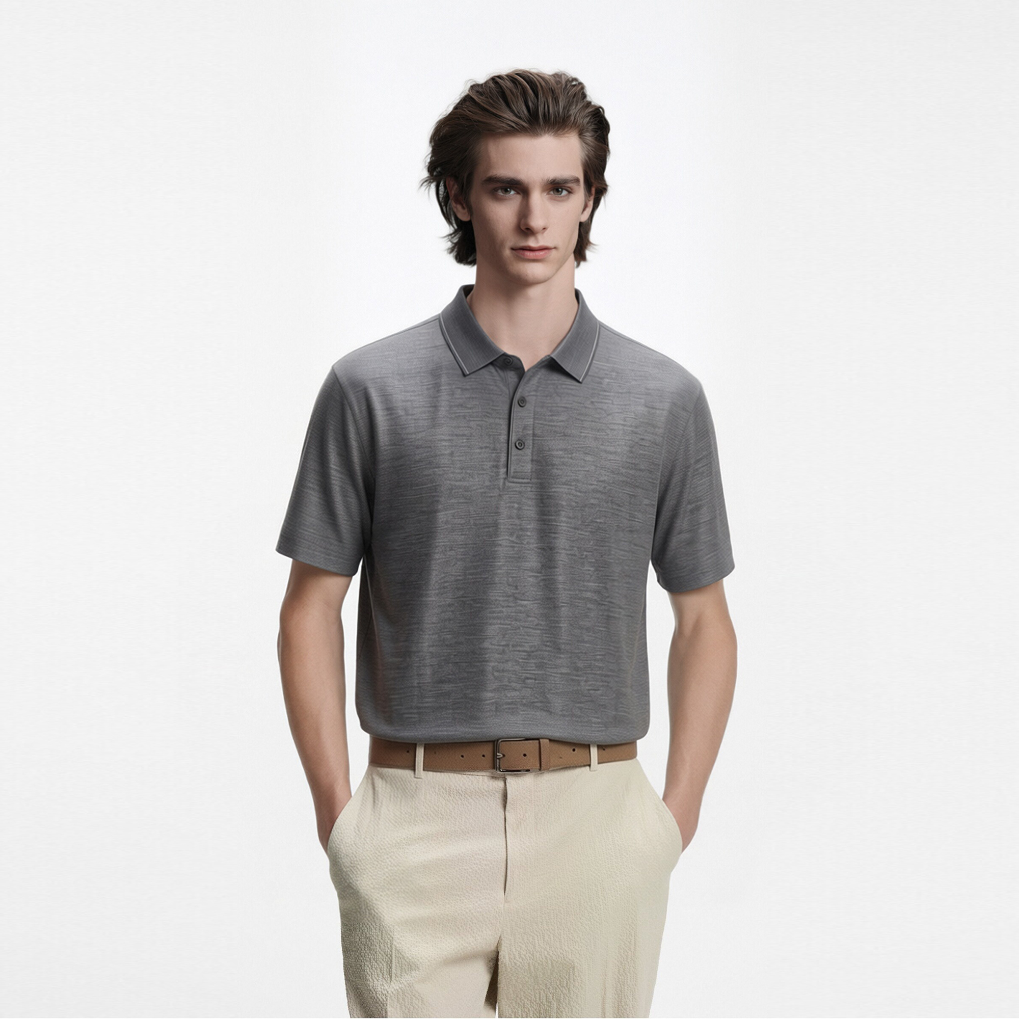 Merino Wool Polo T-shirts mercerized knitted work golf business clothing 240gsm MW0454