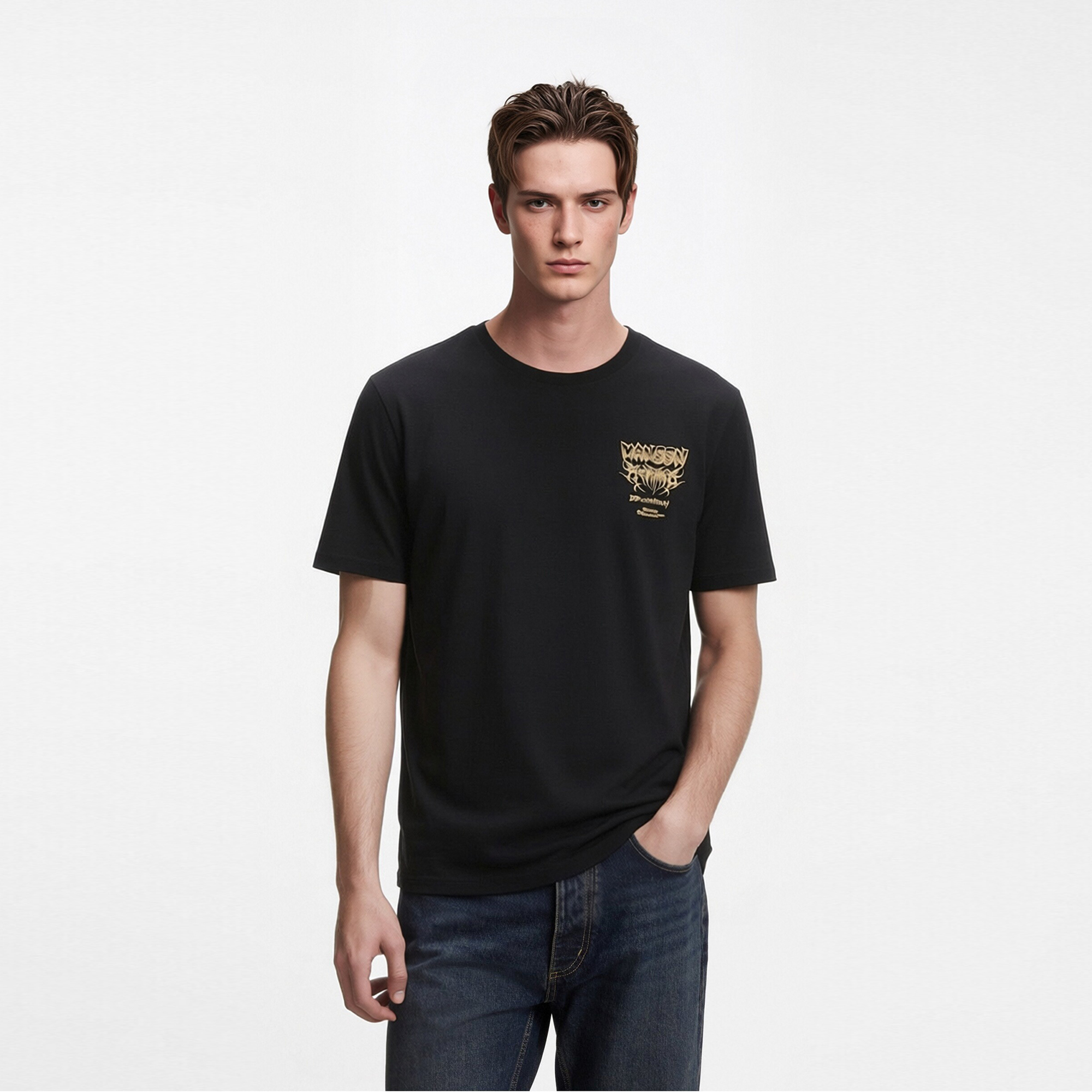 Men's T-shirt with Special Technology Embroidery print Streetwear fashion vintage street wear