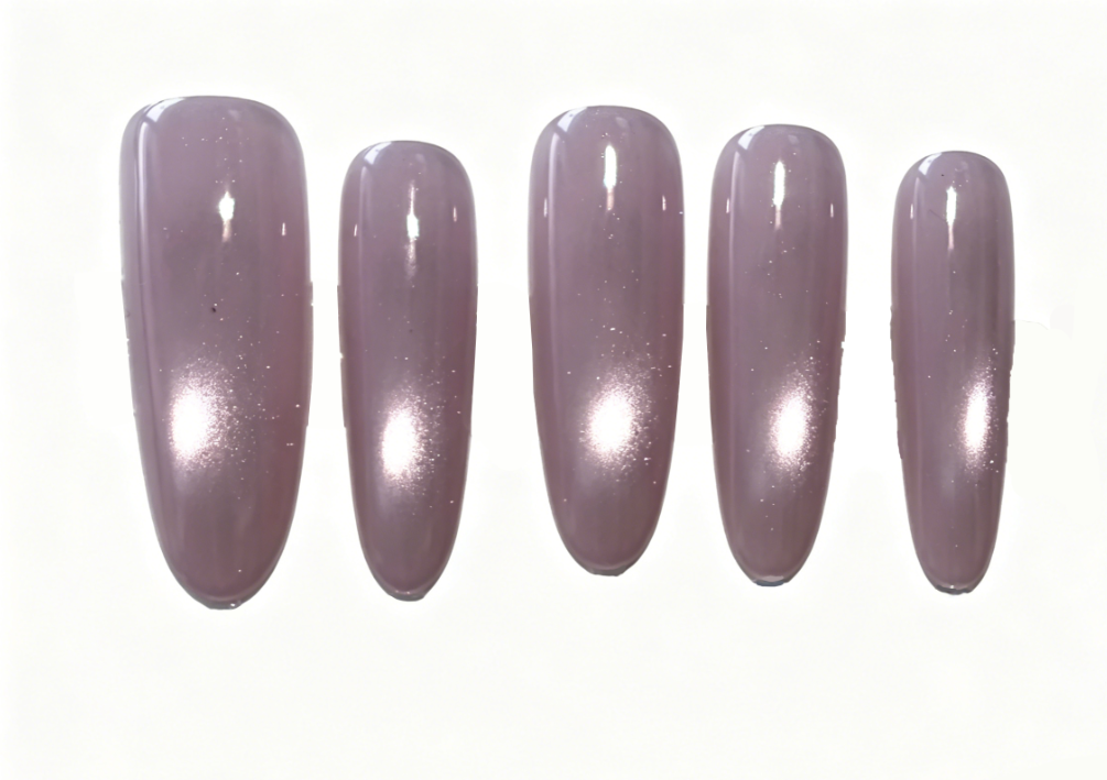 Dihang Pink Glass Bead Cat Eye Press-on Nails