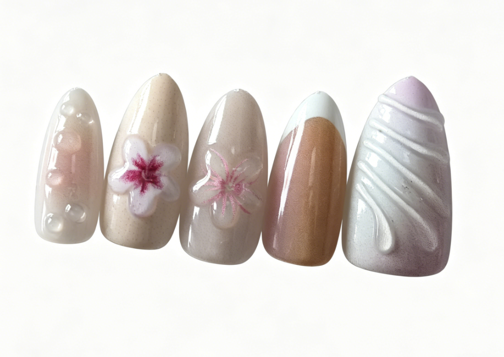 Dihang Pink 3D Almond Press-on Nails