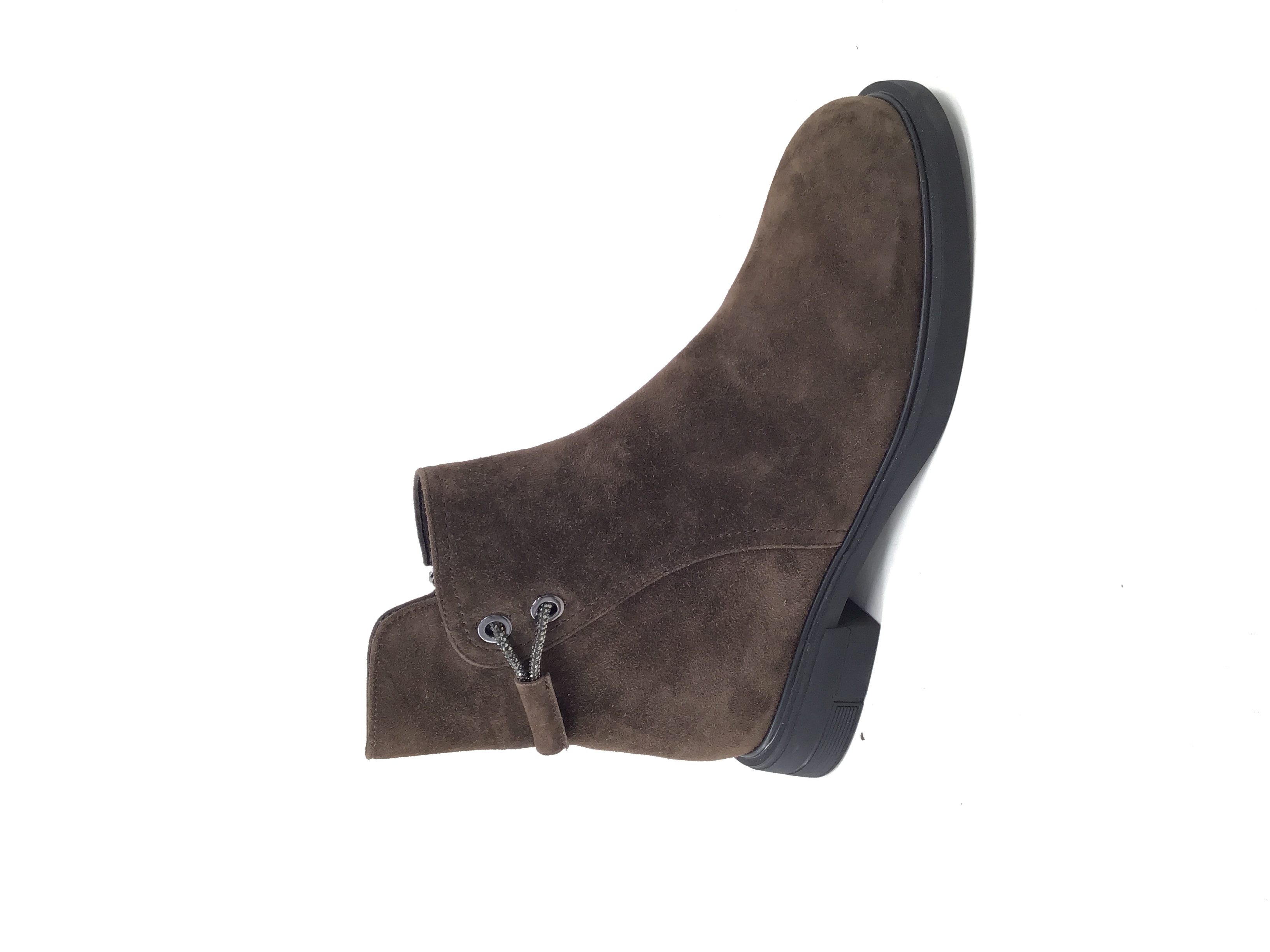 Dark Brown Suede Low Heel Chelsea Boots