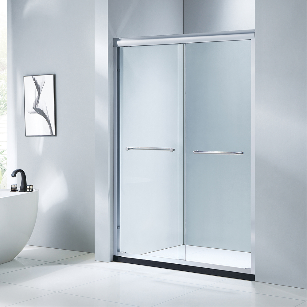 Shower Door Tempered Glass with Brushed Aluminium Frame