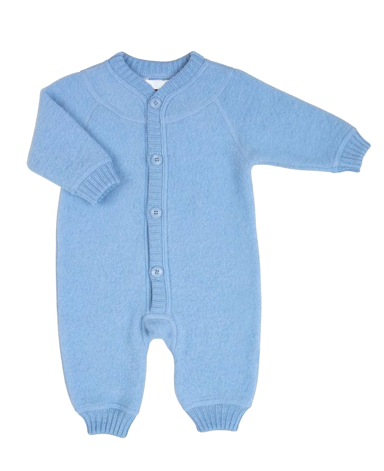 Baby Wool Fleece Rompreer, Front Button Closure, Ribbed Cuffs, Bathable & Thermoregulating