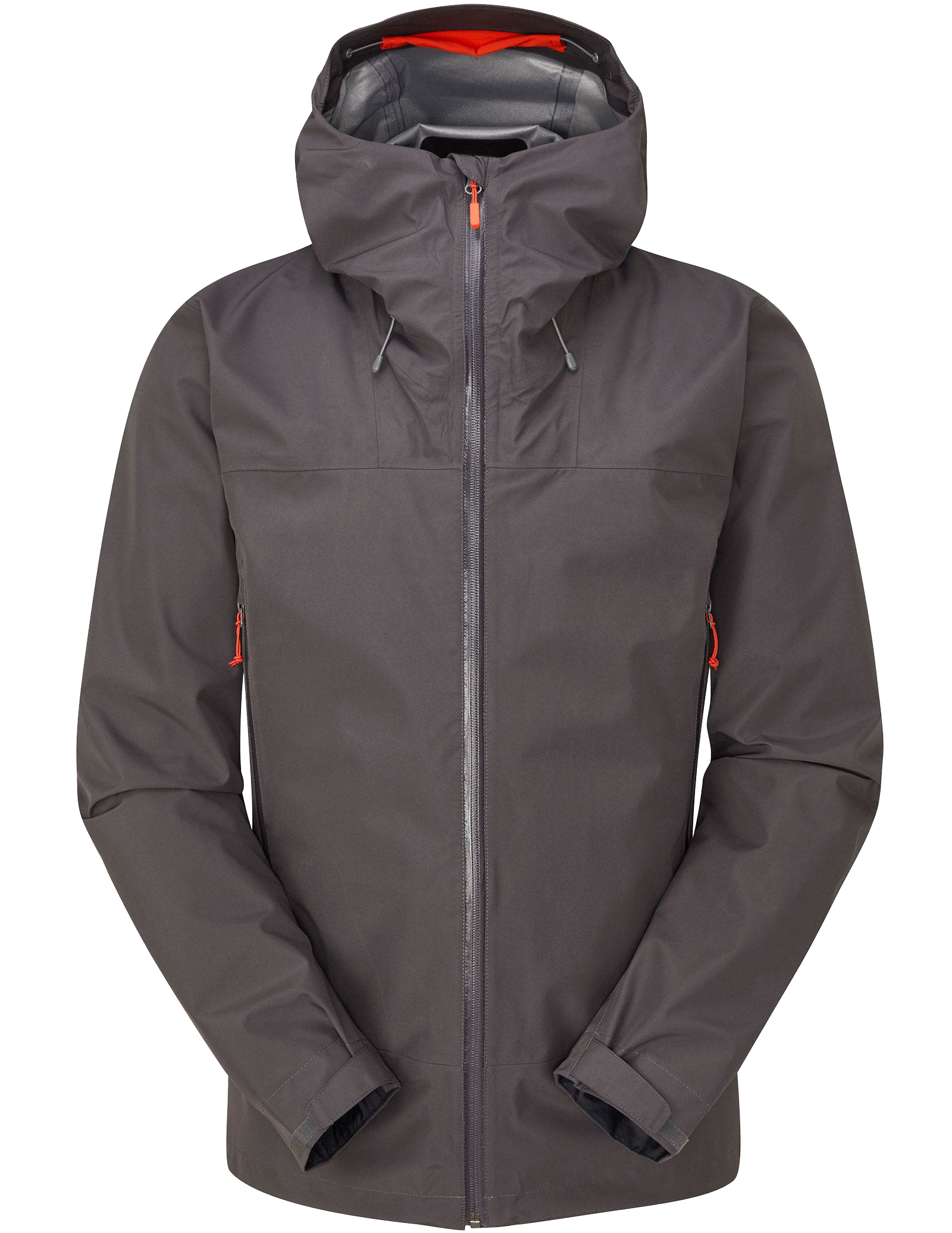 Windproof Jacket with Stiff Peak Hood Underarm Vents and Two Way Zipper for Active Outdoor Use