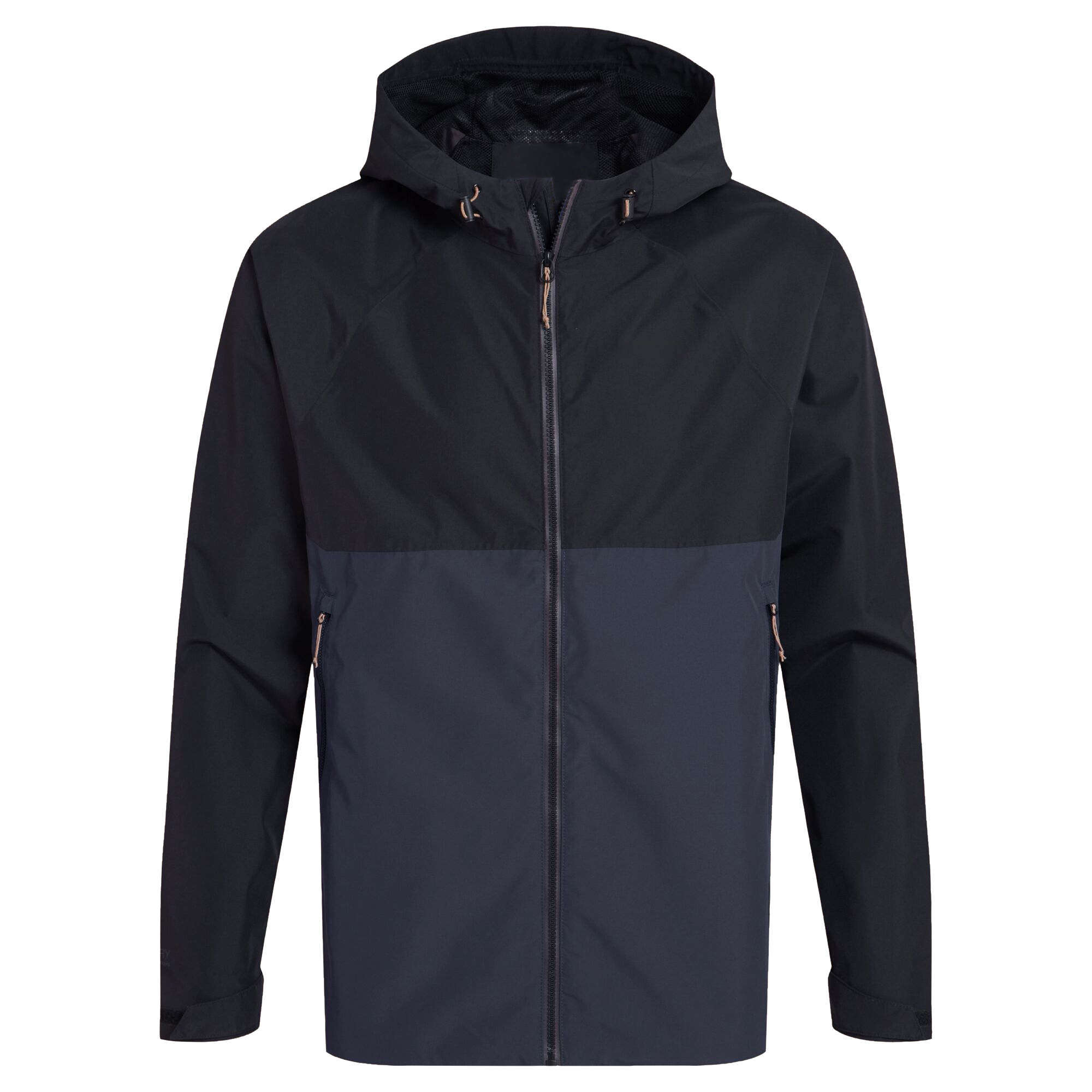 Men's Blouson Hooded Casual Waterproof Jacket with Windproof Cuffs and Warm Lining