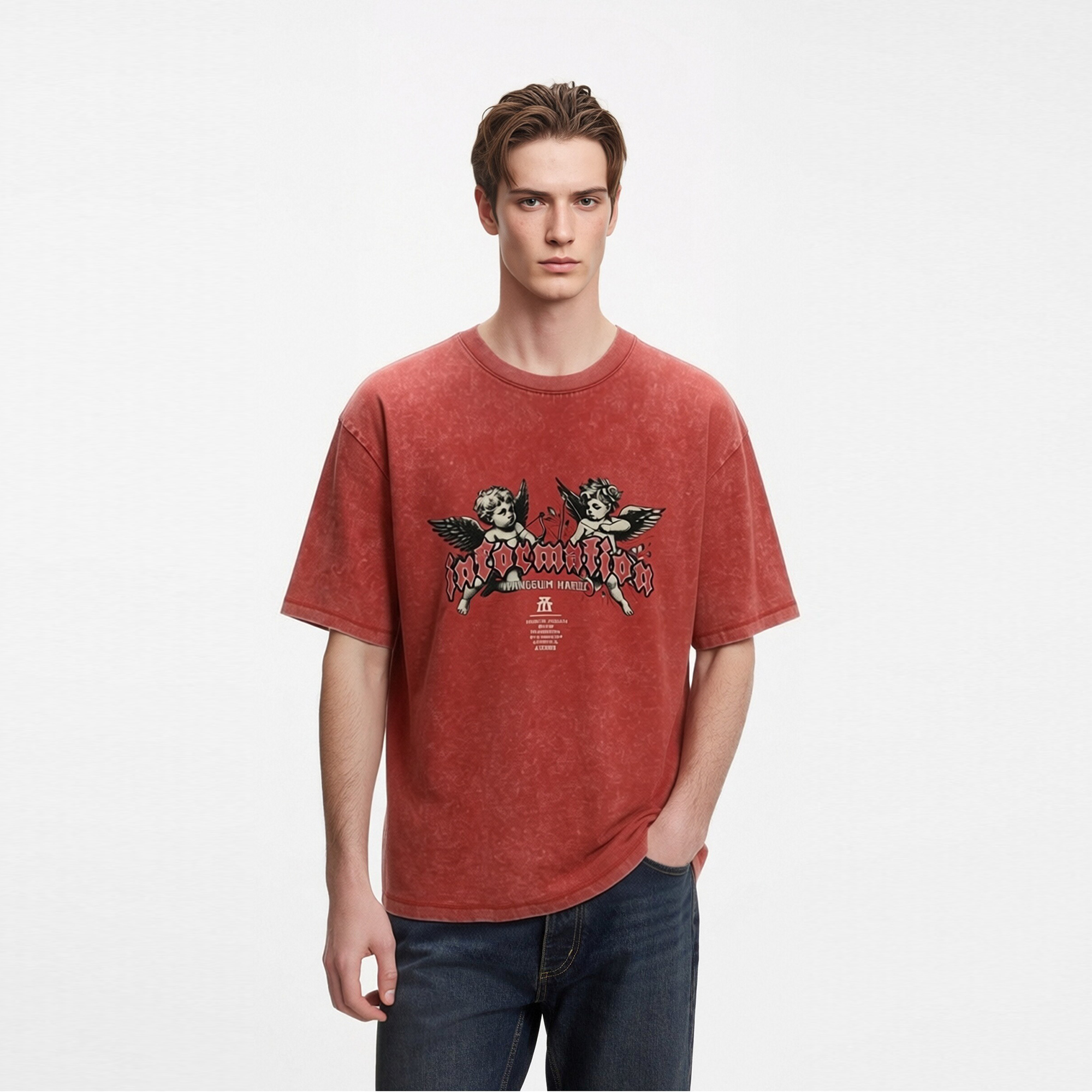 Special Embroidery print Technology T-shirts streetwear fashion vintage wash men women clothing 74