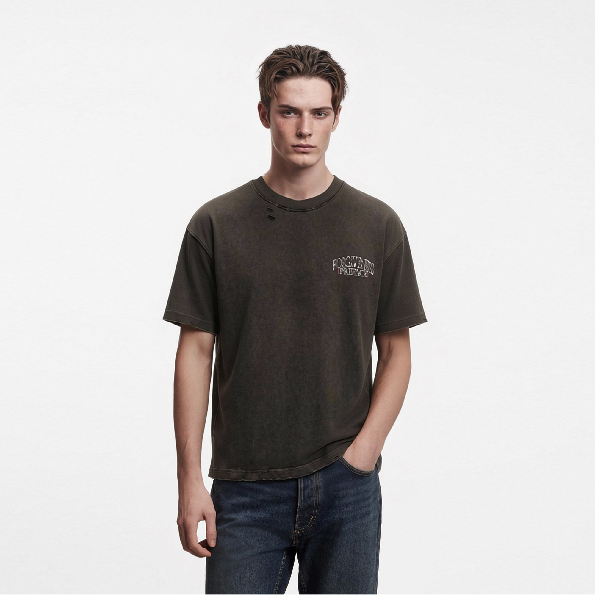Special Embroidery print Technology T-shirts streetwear fashion vintage wash men women clothing 79
